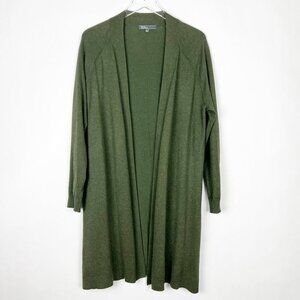89th & Madison Lightweight Open-Front Longline Sweater. Olive Green. Size L